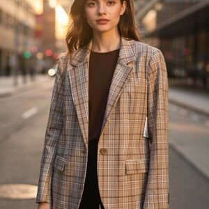 SO Women's Tan Plaid Blazer